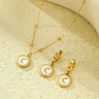 18K Shell Moon Necklace Retro Necklace Earrings