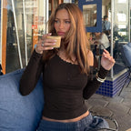Women's French Sexy Lace Lace Long Sleeved T Shirt Women Autumn Slim Diagonal Collar Top Women