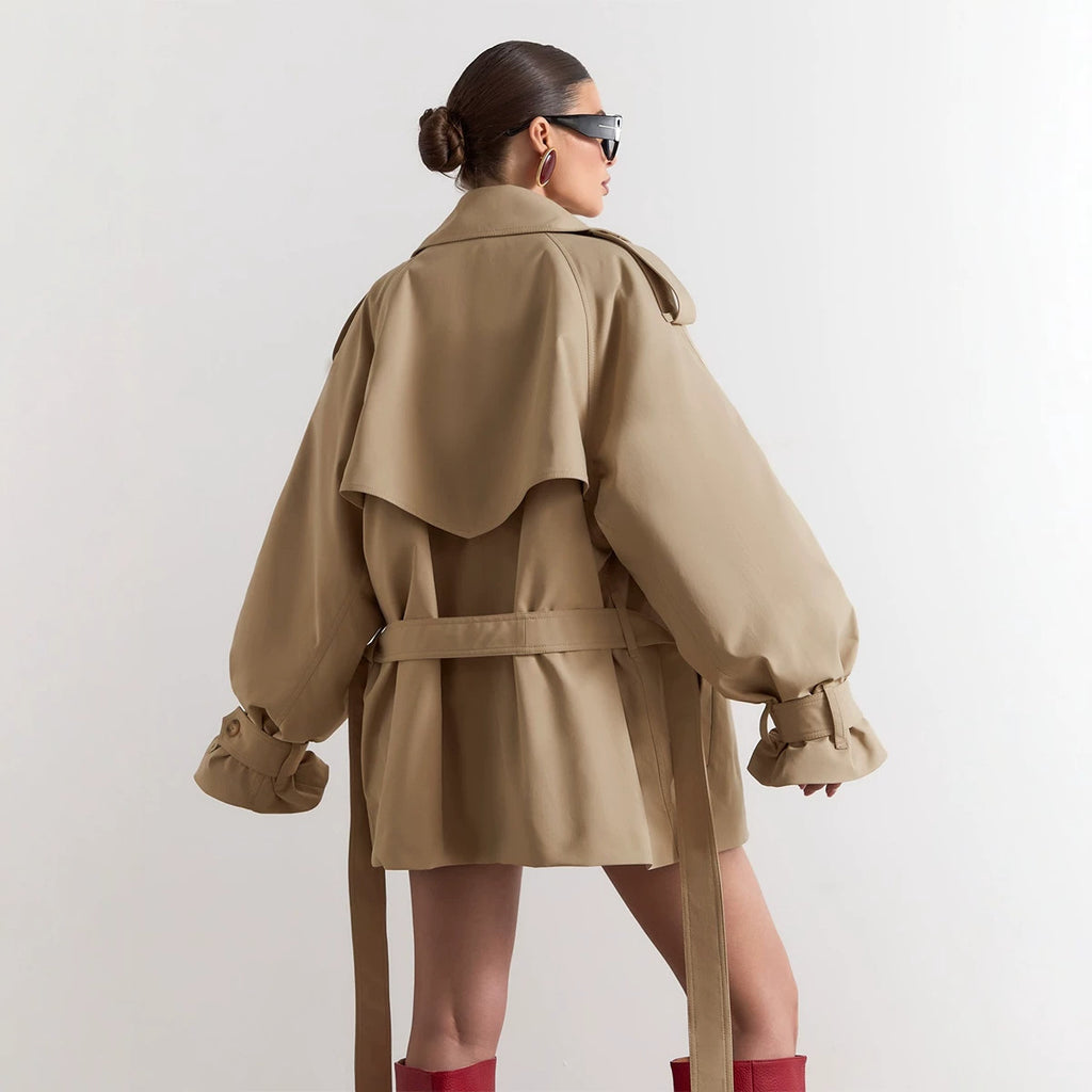 Women's Belted Double-Breasted Trench Coat
