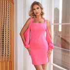 Women's Spaghetti-Strap Cutout Long-Sleeve Sheath Dress