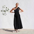 Women's Summer Sloping Shoulder Dress Internet Celebrity Same Lace Up Elegant Shoulder Dress