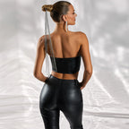 Faux Leather Boning Corset Wrapped Chest Backless Tube Top Vest