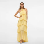 Women's Dress Tiered Dress Pink Strap Backless Dress