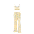 Summer Pure Cotton Knitted Suspender Trousers Two Piece