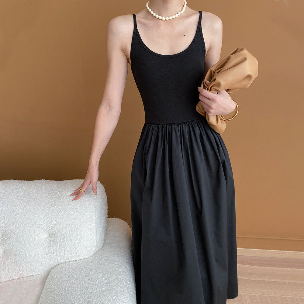 Black Spaghetti-Strap A-Line Maxi Dress