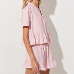 Striped Cardigan Top & Shorts Set