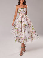 Women's Printed Strapless Maxi Dress