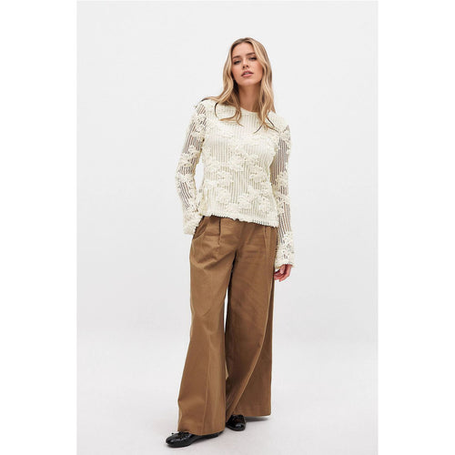 High Grade Hollow Out Cutout Crochet Sweater Women Autumn Long Sleeve Top