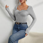 Women's Women's Minimalist Design Square Neck T Shirt Fall/winter