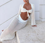 Women's Lace Knit Mesh Two-Piece Skirt Set