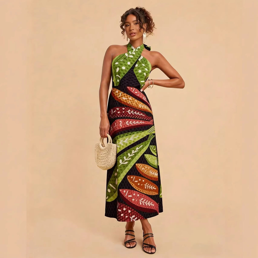 Women's Backless Floral Dress