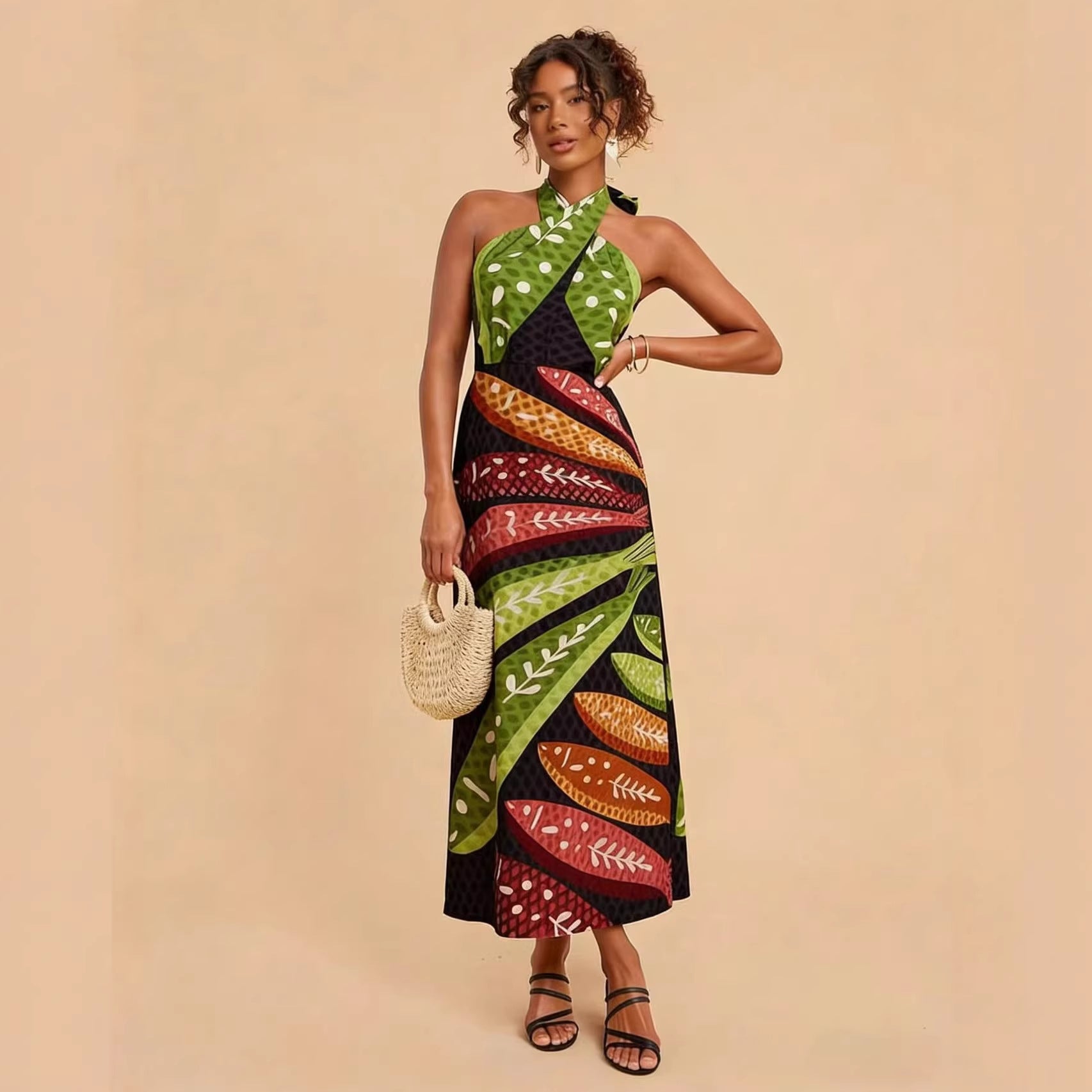 Women's Backless Floral Dress