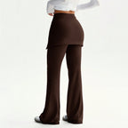 Faux Two Piece Lace up Trousers Women High Waist Slimming Irregular Asymmetric Two Piece Set Pants