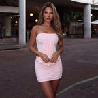 Women's Strapless Ruched Bodycon Mini Dress