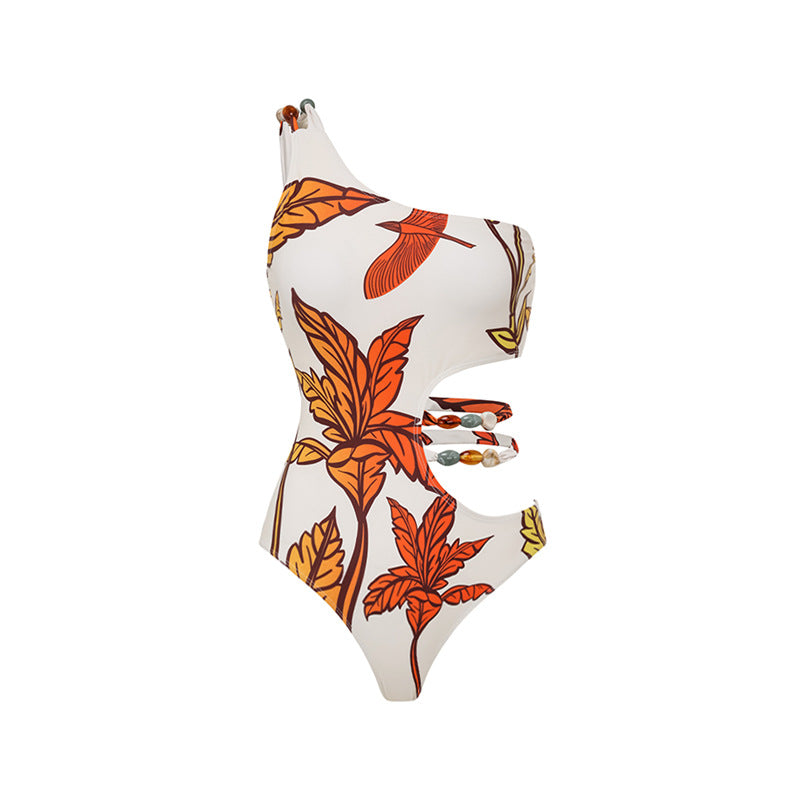 Oblique Shoulder One-Piece Swimsuit
