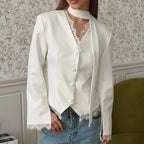 Women's Lace Detail Waist-Tie Coat