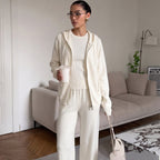 Autumn Winter Loose Knitting Women Hooded Zip Cardigan