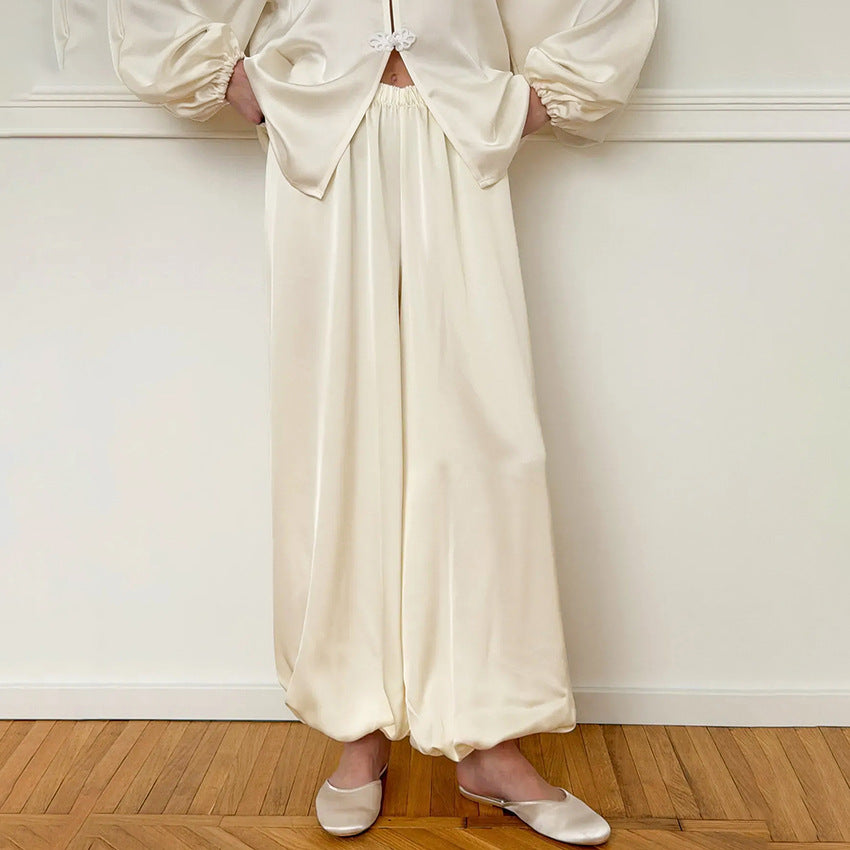 Chinese-Style Satin Pajama Set