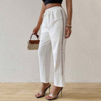 Women's Cutout Drawstring Straight-Leg Pants
