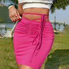 Women’s Drawstring Pleated Hip Mini Skirt
