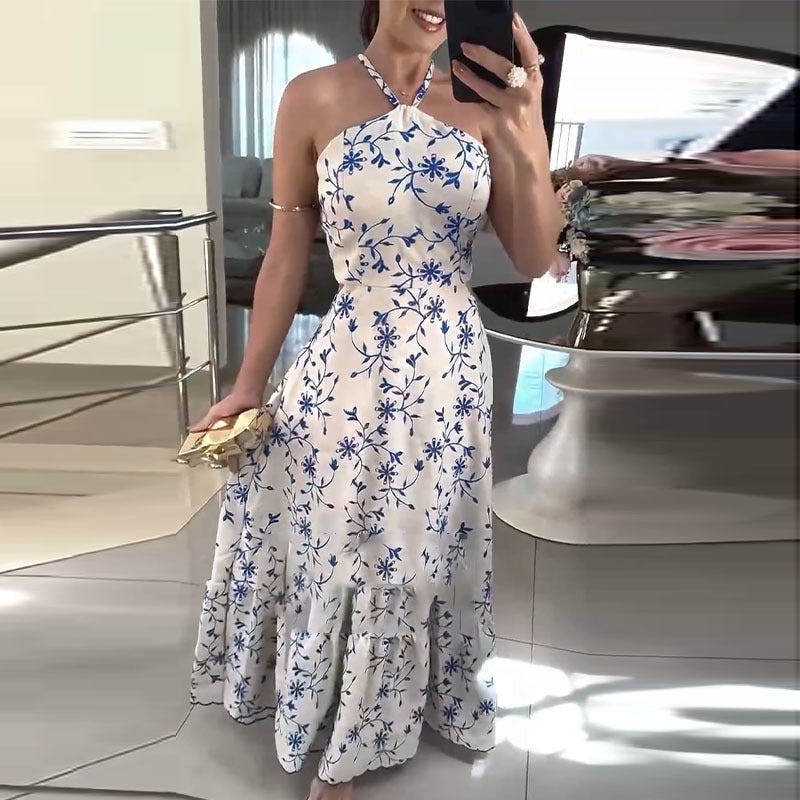 Autumn Maxi Dress Halter Popular Designer Model Backless Elegant