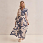 Women's Printing Belt Loose Retro Dress