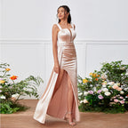 Women's Suspender Tube Top Side High Slit Hip Bag A Line High Waist Ladies Dress