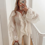 Women's Ruffled Sheer Chiffon Blouse