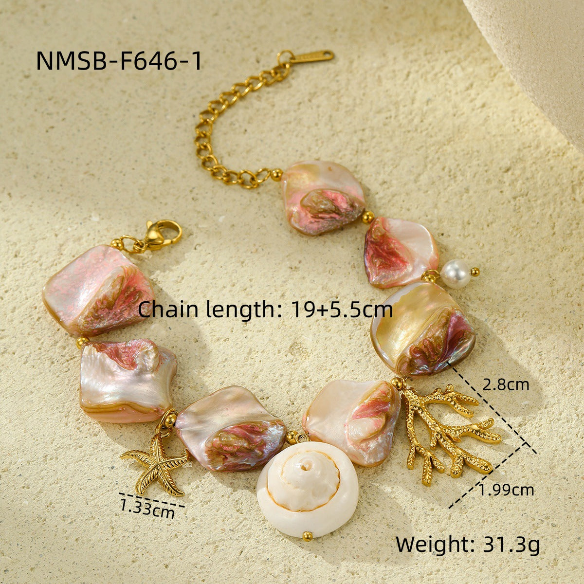 NMSB-F646-1 Pink Coral Bracelet