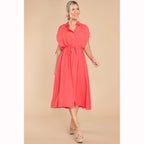 Women's Trendy Fitted Waist Turn down Collar Top