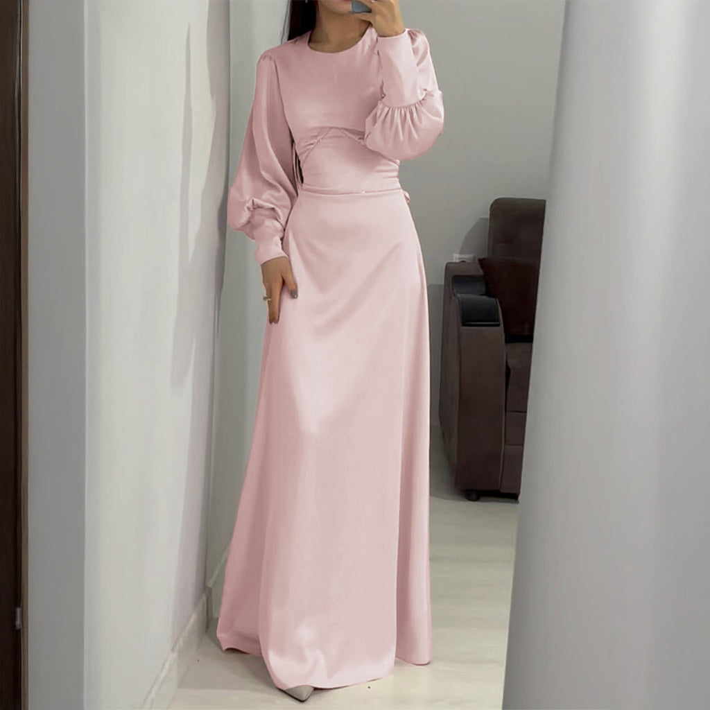 Women's Elegant Long Sleeve Button Dress