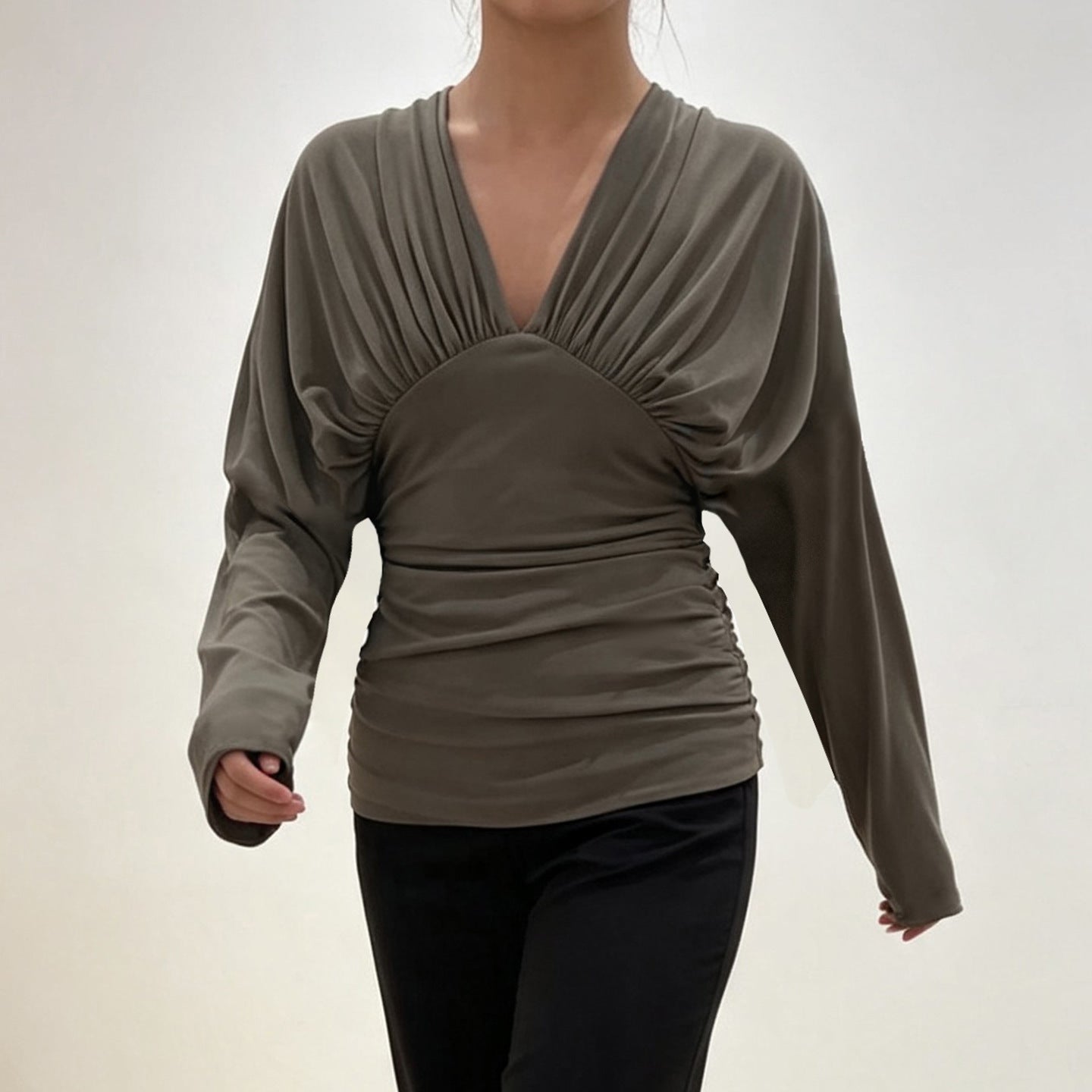 Women's Backless Batwing Long Sleeve Top
