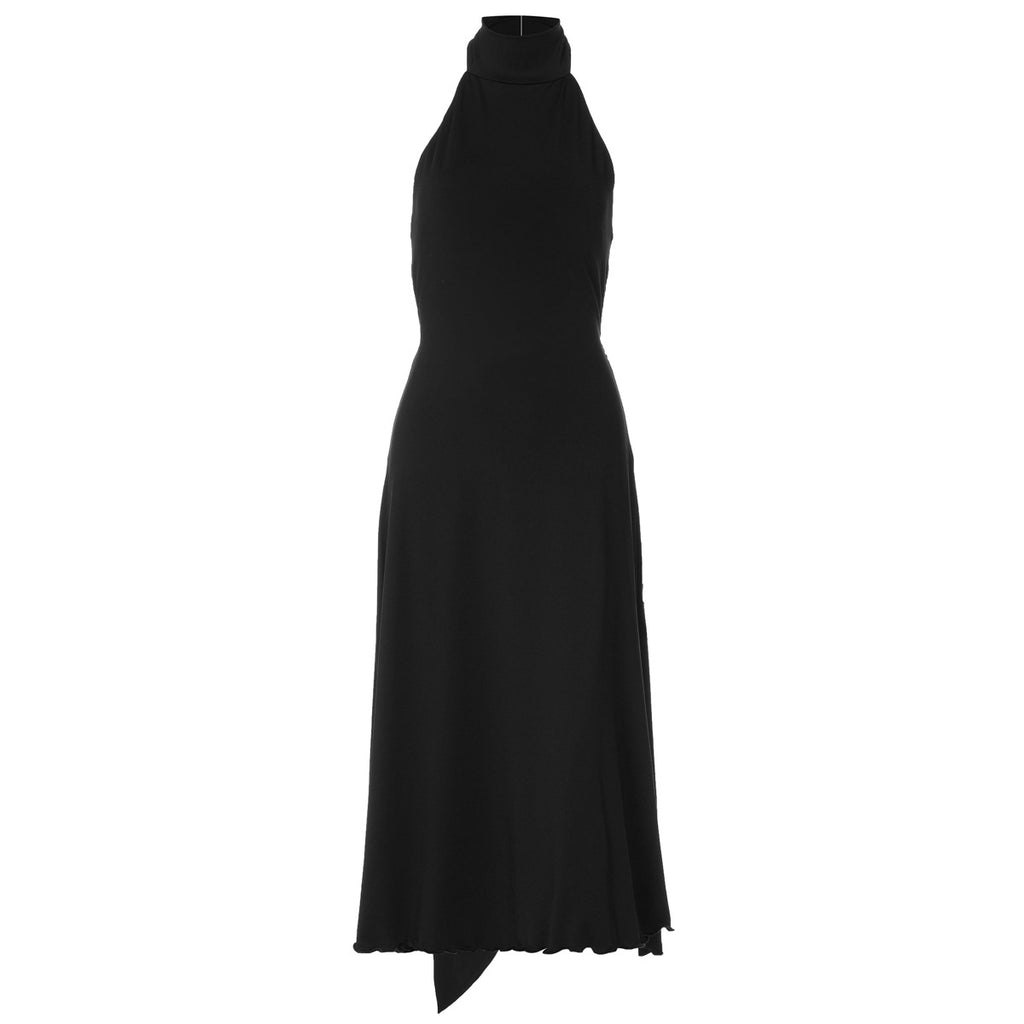 Women's Black Halter Backless Maxi Dress