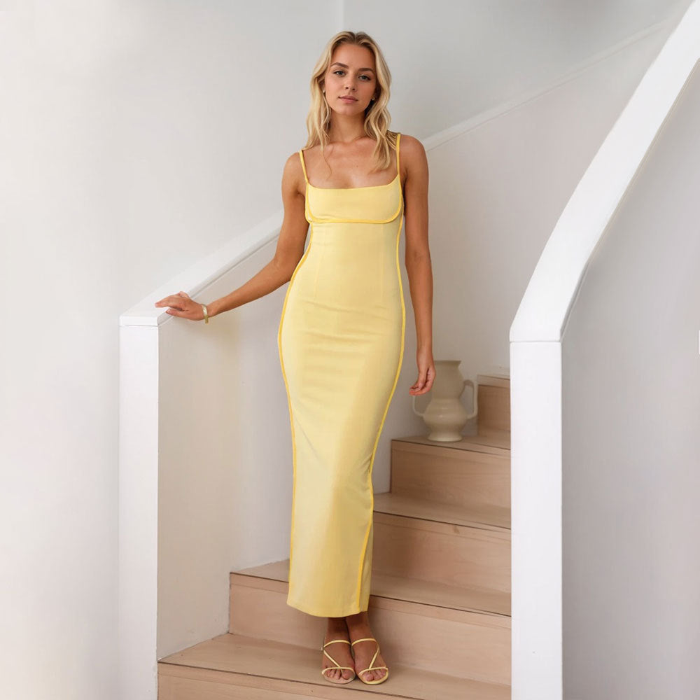 Women's Spaghetti-Strap Stripe Split Dress