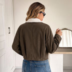Contrast-Trim Corduroy Jacket