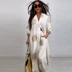 Elegant V-Neck Top Printed Wide Leg Pants Two Piece Set