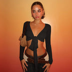 Women's Lace-Up V-Neck Cropped Top