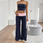 Casual Summer Tube Top Plus Pants Two-Piece Set
