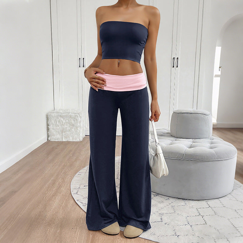Casual Summer Tube Top Plus Pants Two-Piece Set