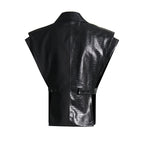 Crocodile Pattern Leather Blazer Vest