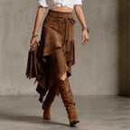 Women's Asymmetric Suede Skirt