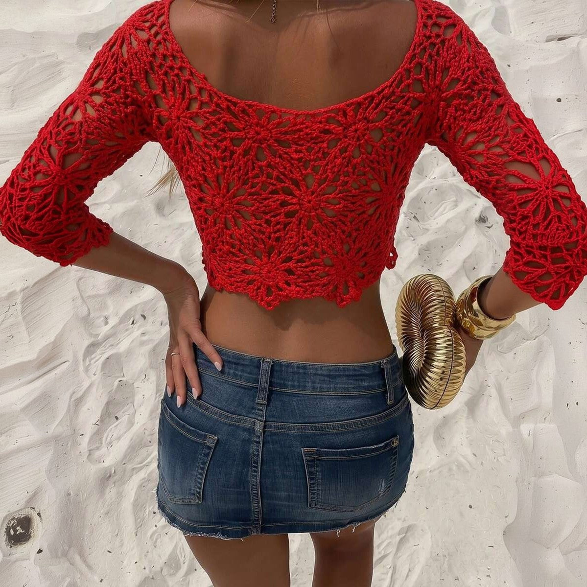 Women's Long-Sleeve Beach Cover-Up Blouse