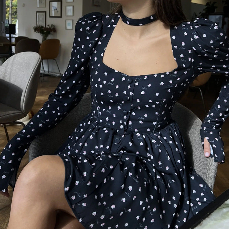 Tea Break Dress Collar Square Collar Long