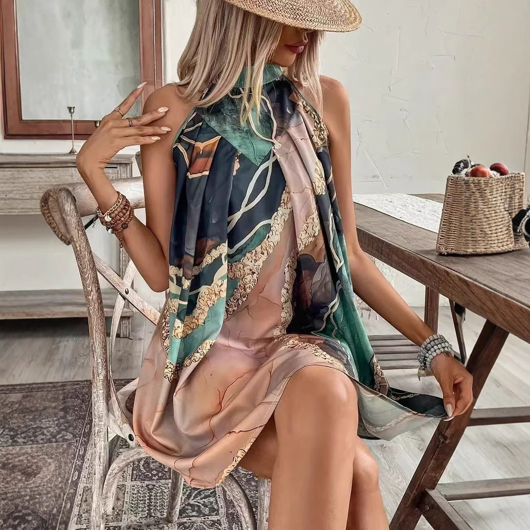 Spring Striped Printed Mini Dress