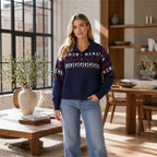 Women's Geometric Jacquard Collared Sweater