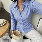 Women's Striped Lace-Up Back Shirt