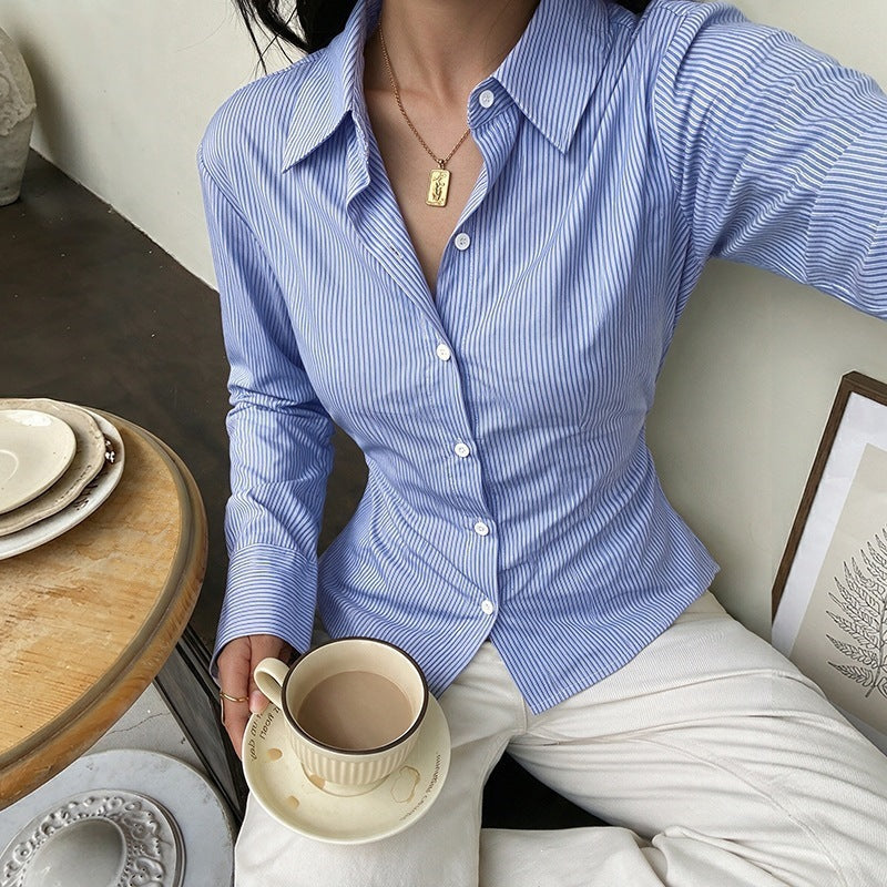 Women's Striped Lace-Up Back Shirt