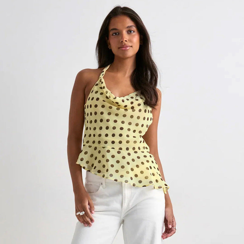 Women's Popular Perfect Backless Polka Dot Printed Sling Top