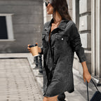 Women's Washed Collared Pocket Denim Shirt For Women