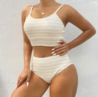 Split Striped One-piece Swimwear